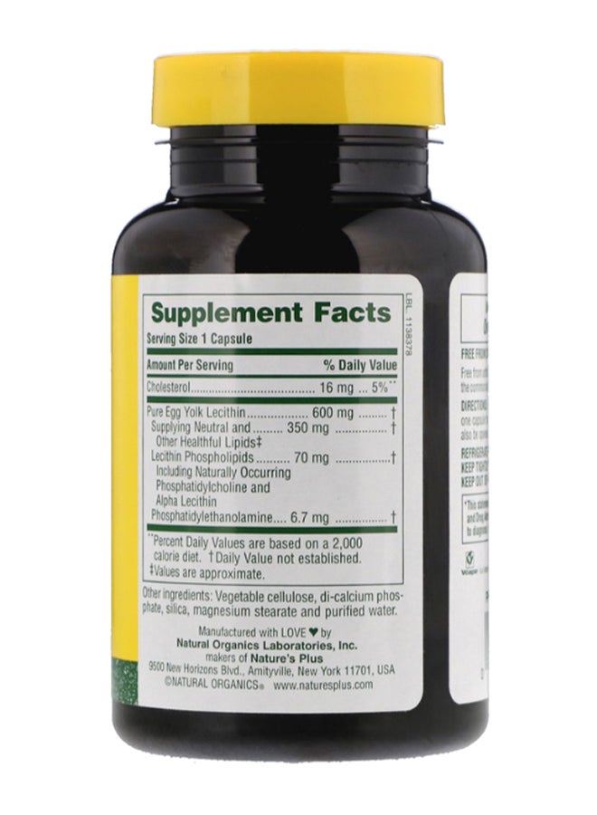 Natures Plus Egg Yolk Lecithin - 90 Vegetarian Capsules - Image 2