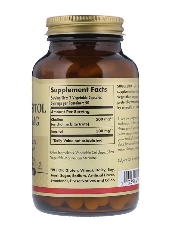Solgar Choline Inositol Supplement - 100 Capsules - Image 2