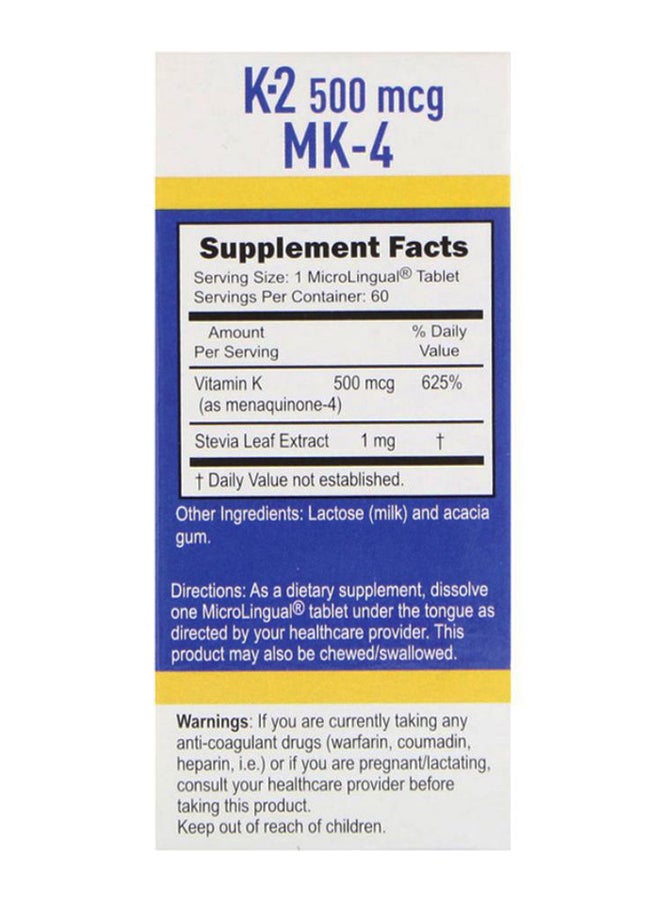 Superior Source Vitamin K2 - 60 MicroLingual Tablets 500 mcg  - Image 2