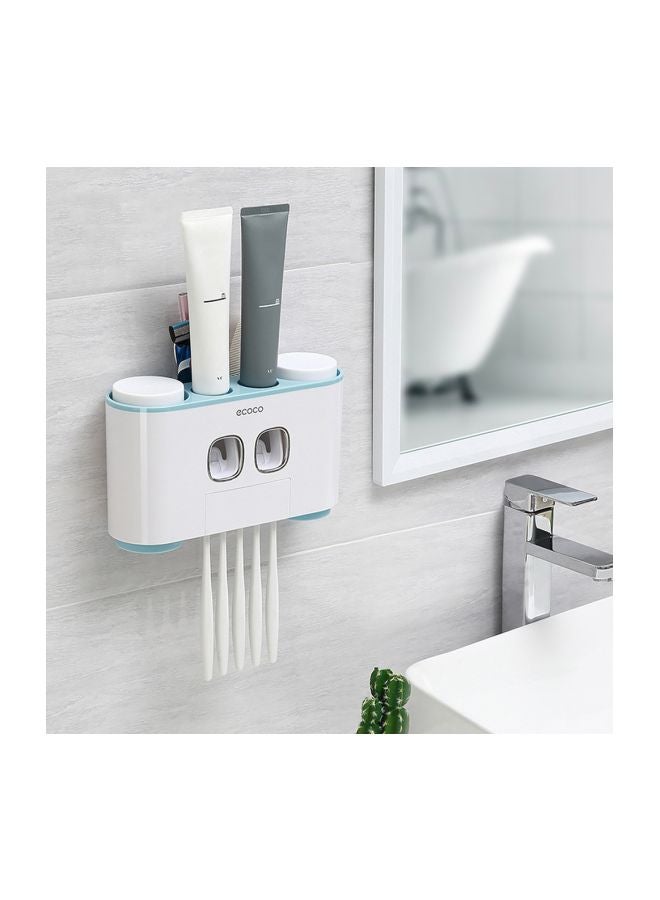 ecoco - Wall-Mounted Toothbrush Holder White/Blue 26x7x8.5cm - Image 1
