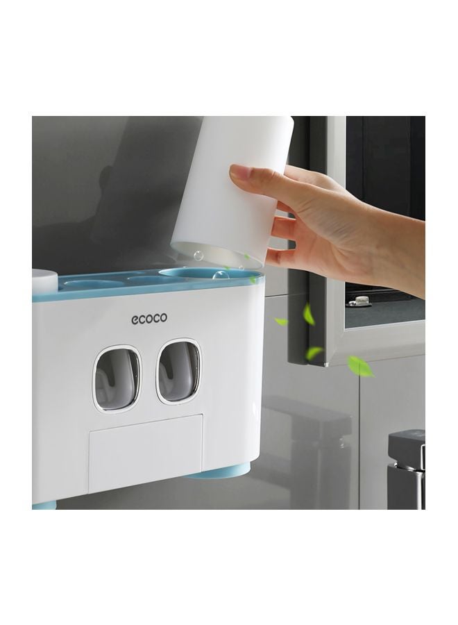 ecoco - Wall-Mounted Toothbrush Holder White/Blue 26x7x8.5cm - Image 1