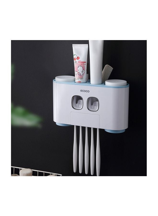 ecoco - Wall-Mounted Toothbrush Holder White/Blue 26x7x8.5cm - Image 1