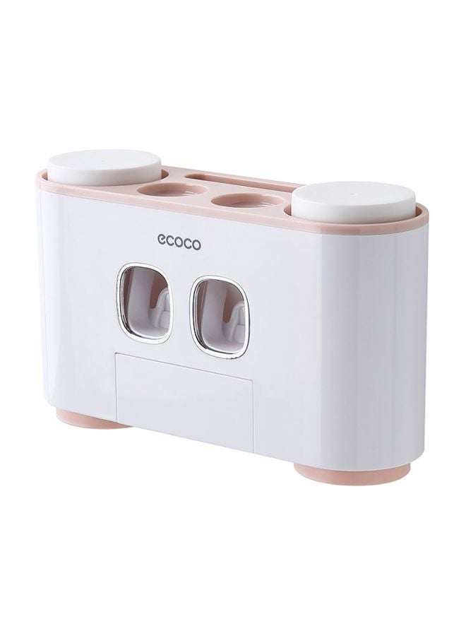 ecoco - Wall-Mounted Toothbrush Holder White/Pink 26x7x8.5cm - Image 1