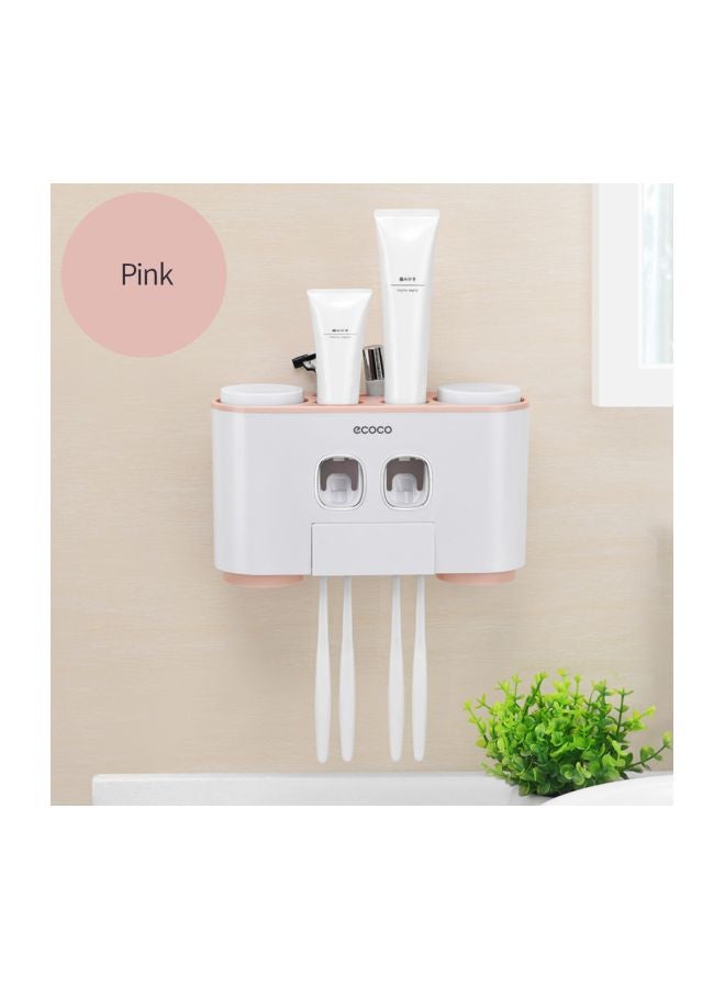 ecoco - Wall-Mounted Toothbrush Holder White/Pink 26x7x8.5cm - Image 1