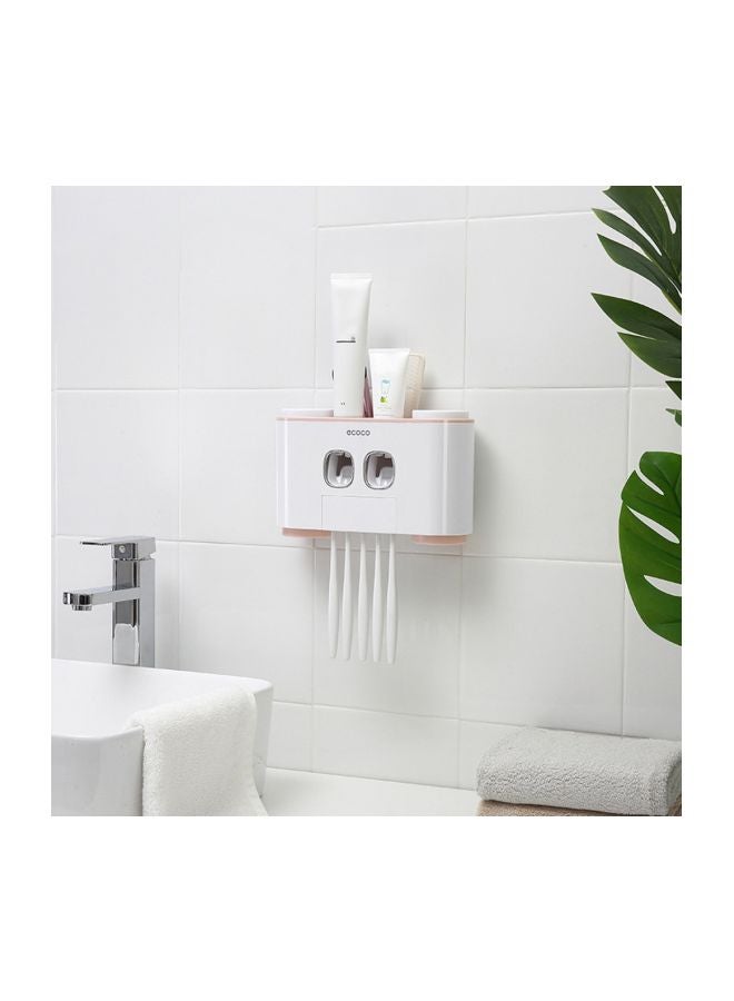 ecoco - Wall-Mounted Toothbrush Holder White/Pink 26x7x8.5cm - Image 1