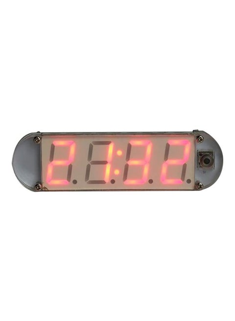 Digital LED Clock With Transparent Case Red 9.7x2.5x1.5cm