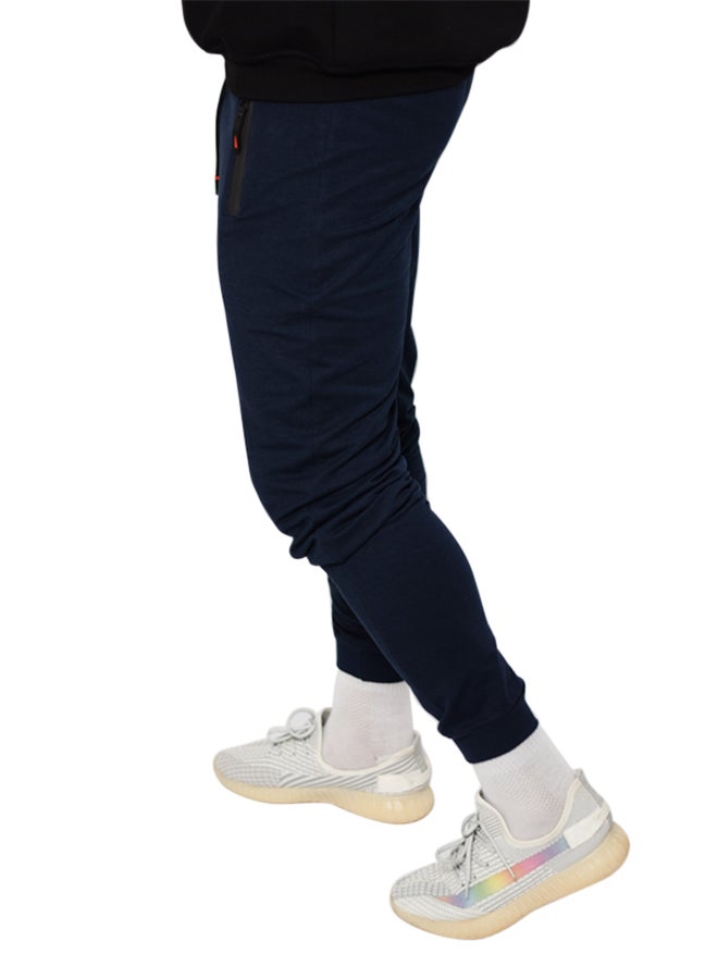 Caesar - Cotton Casual Sweatpants Navy Blue - Image 1