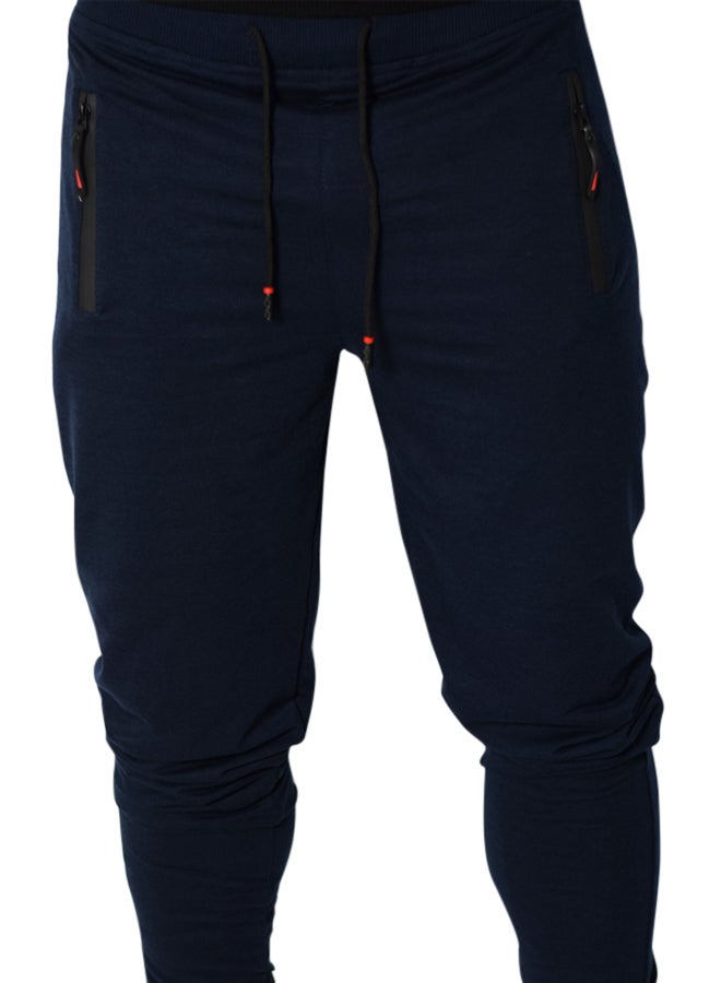 Caesar - Cotton Casual Sweatpants Navy Blue - Image 1