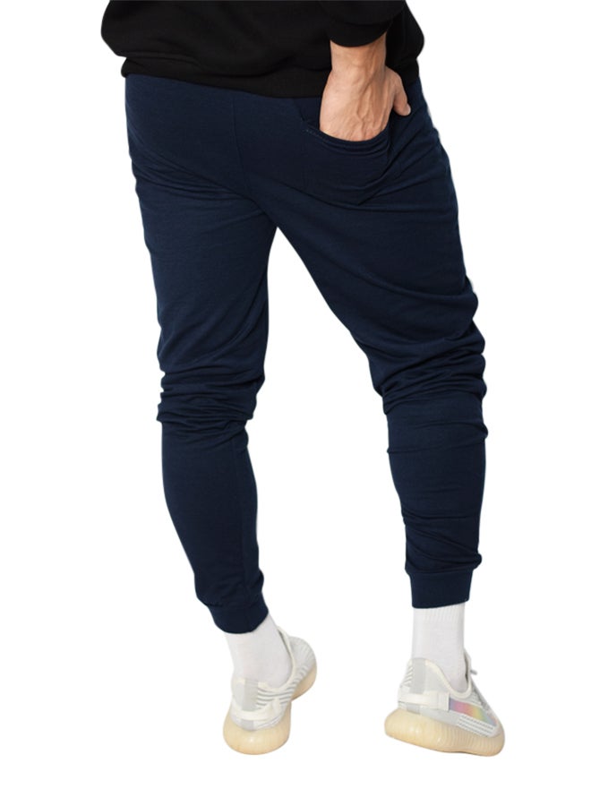 Caesar - Cotton Casual Sweatpants Navy Blue - Image 1
