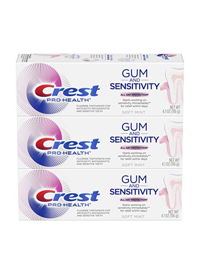 كرست مجموعة عبوات معجون أسنان برو هيلث لصحة اللثة والأسنان الحساسة من 3 قطع أبيض - Image 1