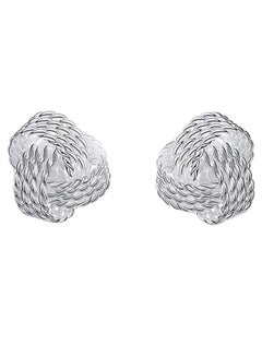 925  Plated Twisted Love Knot Stud Earrings Net Ball