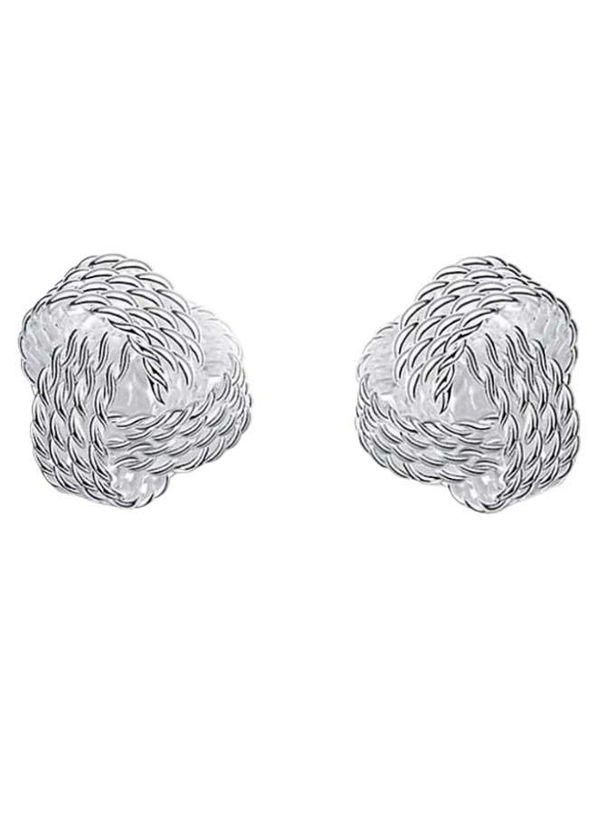 Generic - 925  Plated Twisted Love Knot Stud Earrings Net Ball - Image 1