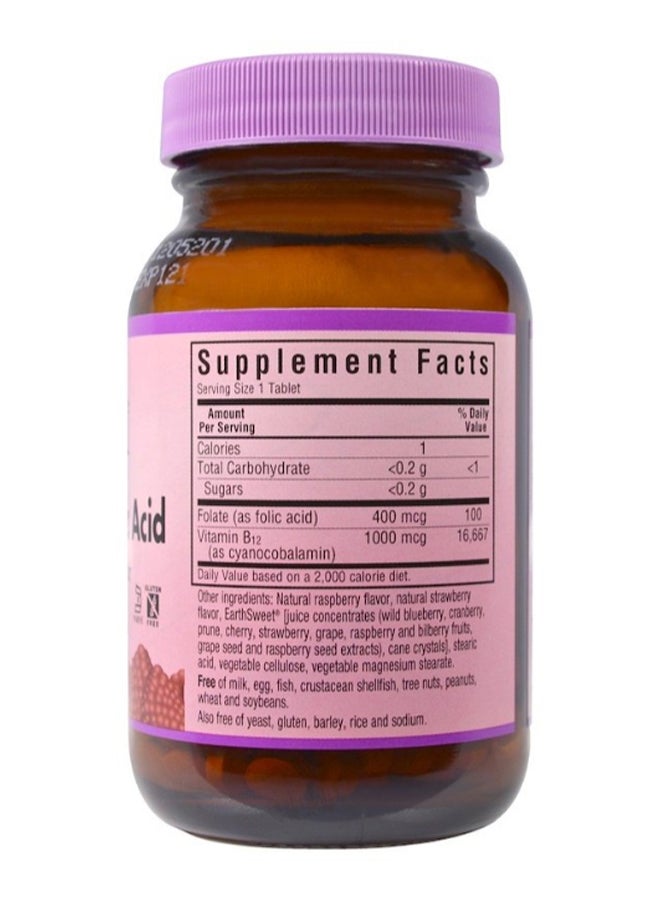 بلوبونيت نيوترشن Raspberry Flavour Earth Sweet Chewable Vitamin B-12 And Folic Acid-180 Chewable Tablets  - Image 2
