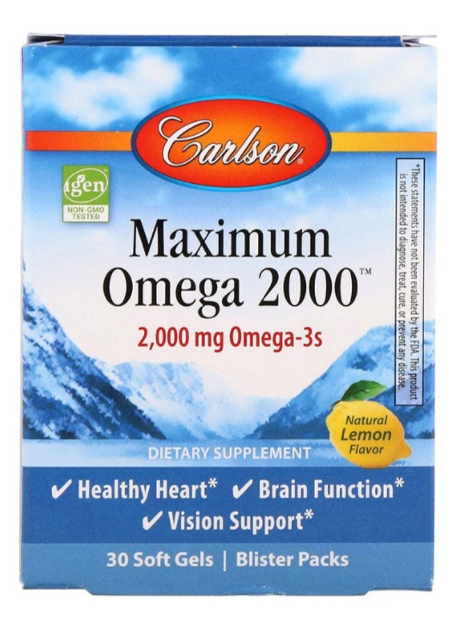 Carlson Labs Lemon Flavour Maximum Omega 2000 - 30 Softgels  - Image 1