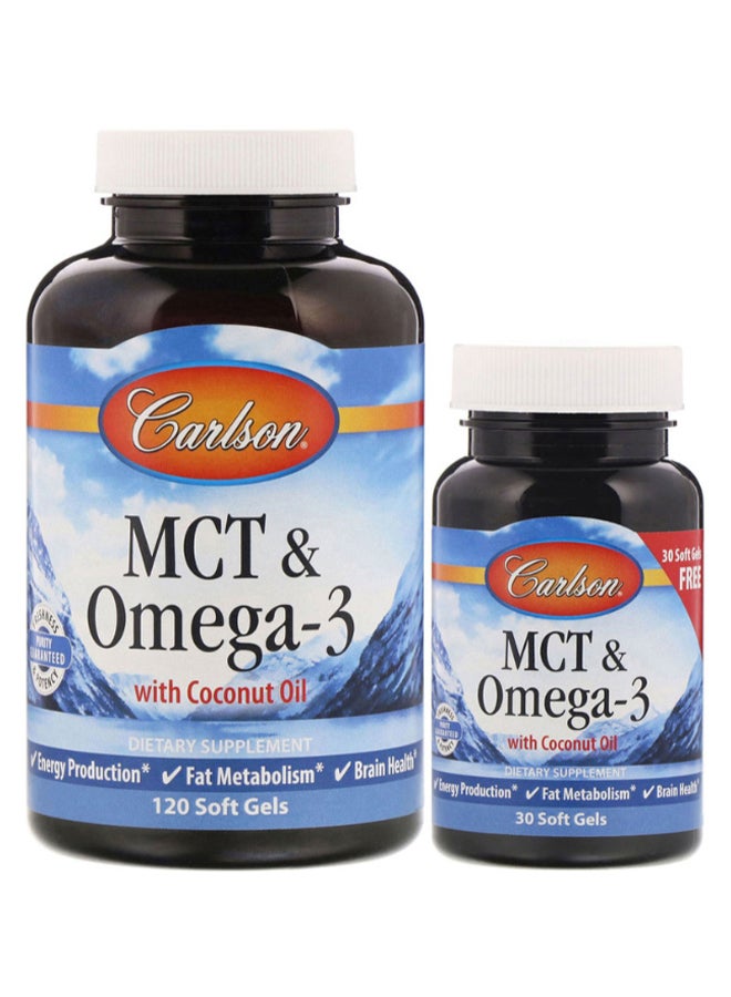 Carlson Labs Coconut MCT And Omega-3 - 120 And 30 Free Softgels  - Image 1
