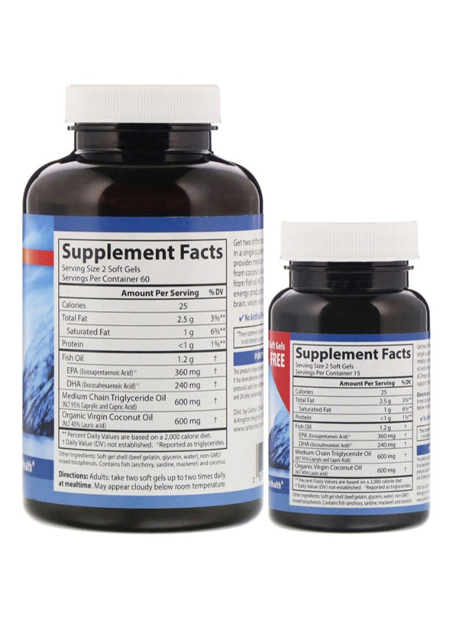 Carlson Labs Coconut MCT And Omega-3 - 120 And 30 Free Softgels  - Image 2