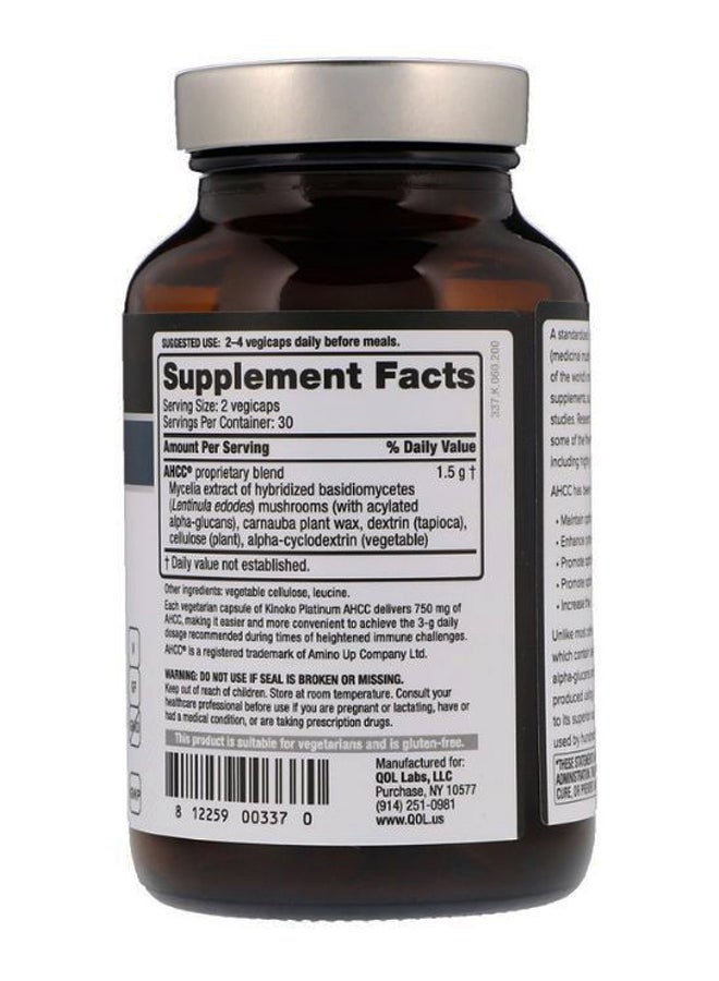Generic Kinoko Platinum AHCC Immune Support - 60 Vegicaps  - Image 2