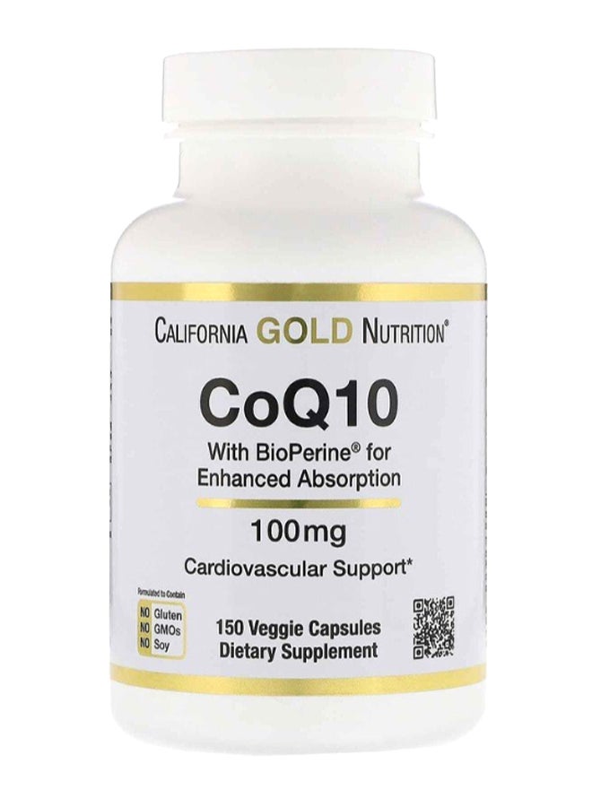 California Gold Nutrition - CoQ10 With Bioperine Enhanced Absorption - 150 Veggie Capsules - Image 1