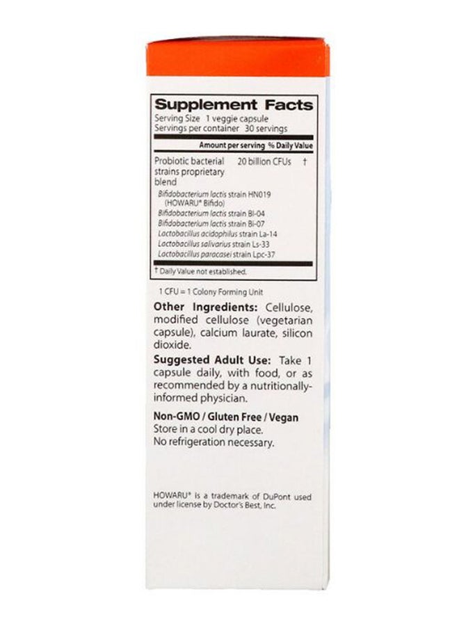 Doctor's BEST - Digestive Probiotic 20 Billion With Howaru - 30 Veggie Caps - Image 1