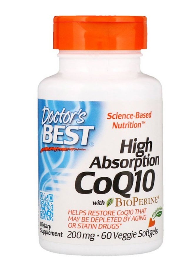 Doctor's BEST High Absorption CoQq10 With BioPerine - 60 Softgels  - Image 1