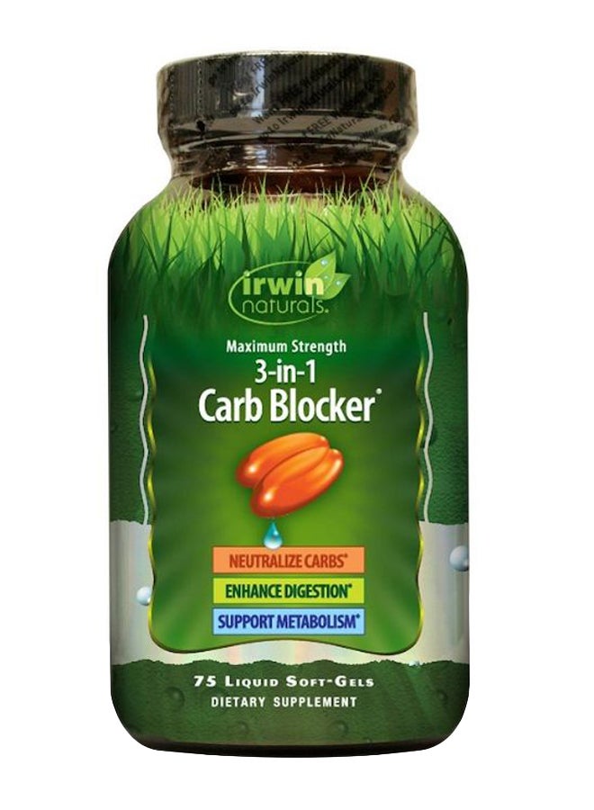 Irwin Naturals 3-In-1 Carb Blocker Maximum Strength - 75 Liquid Softgels  - Image 1