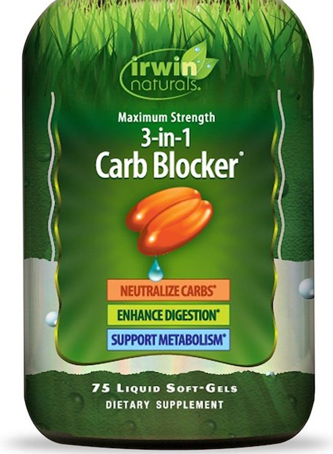 Irwin Naturals 3-In-1 Carb Blocker Maximum Strength - 75 Liquid Softgels  - Image 2