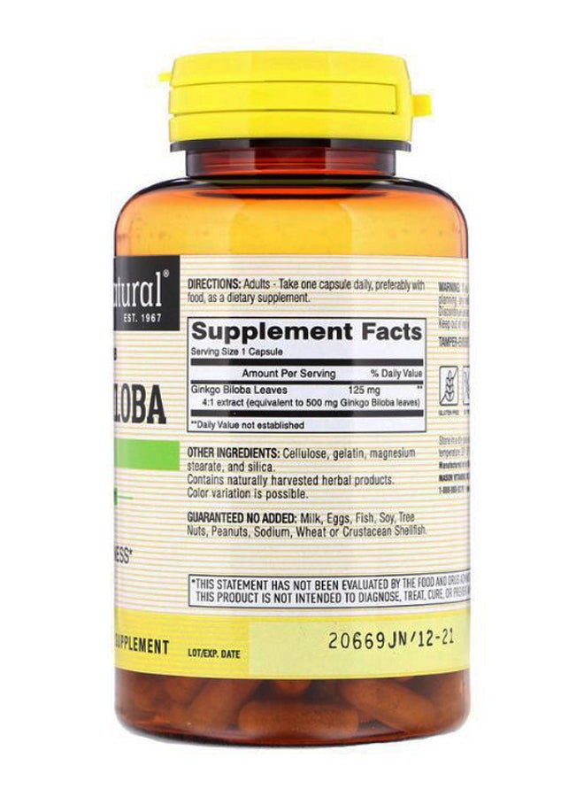Mason Natural Ginkgo Biloba Mental Alertness Support- 180 Capsules - Image 2