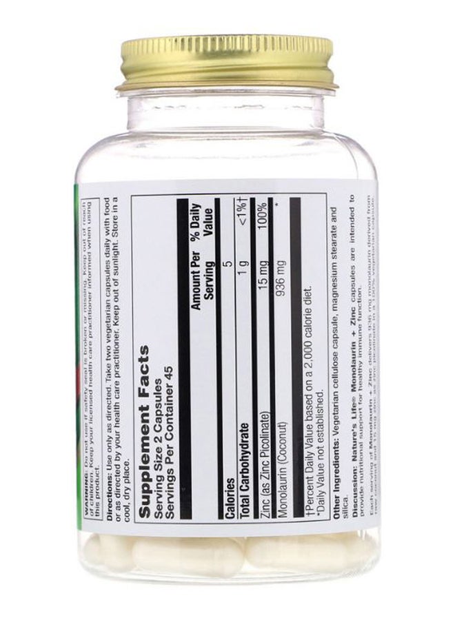 Nature's Life Monolaurin Plus Zinc Immune System Formula - 90 Capsules - Image 2
