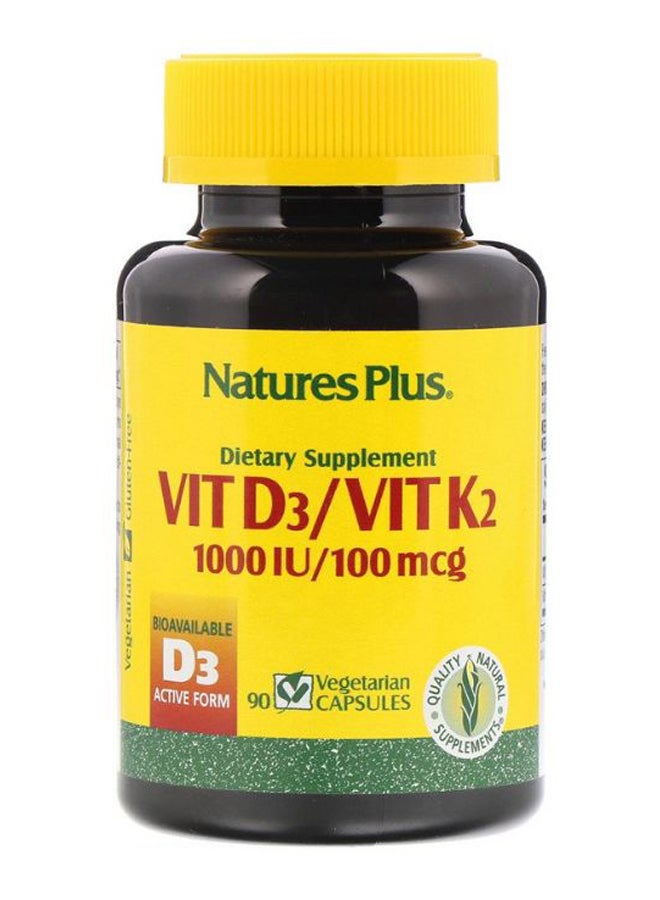 Natures Plus Vit D3 And K2 - 90 Vegetarian Capsules - Image 1