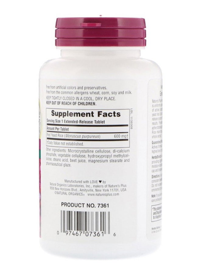 Natures Plus Herbal Actives Red Yeast Rice - 60 Tablets - Image 2