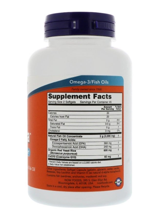 Now Foods Red Omega Yeast Rice With CoQ10 - 90 Softgels - Image 2