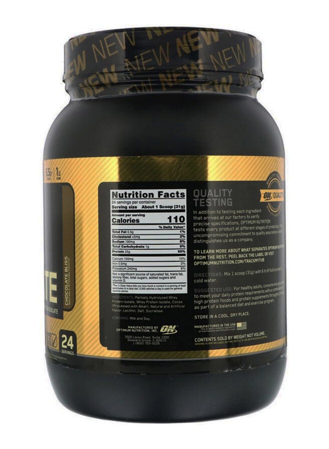Gold Standard 100% Isolate 25 Grams Of Protein Hydrolyzed And Ultrafiltered Whey Protein Isolate Chocolate Bliss 24 Servings