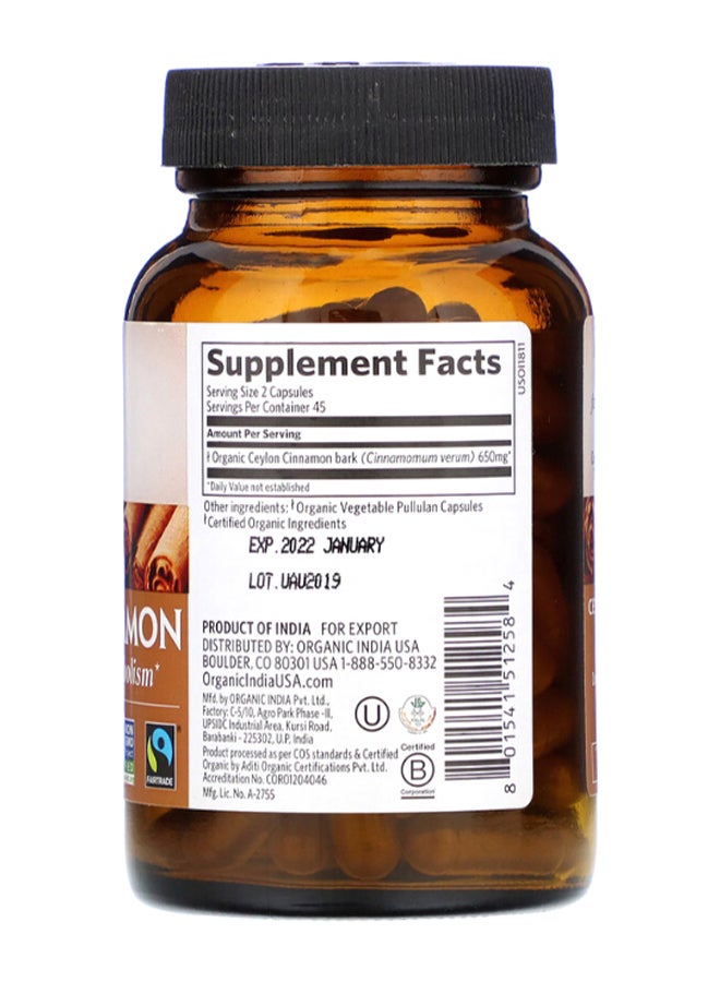 Organic India - Ceylon Cinnamon - 90 Vegetarian Caps - Image 1