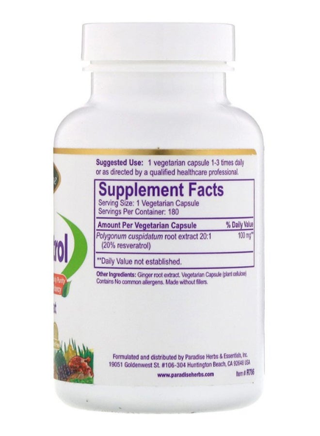 بارادايس هيربس Resveratrol - 180 Vegetarian Capsules - Image 2