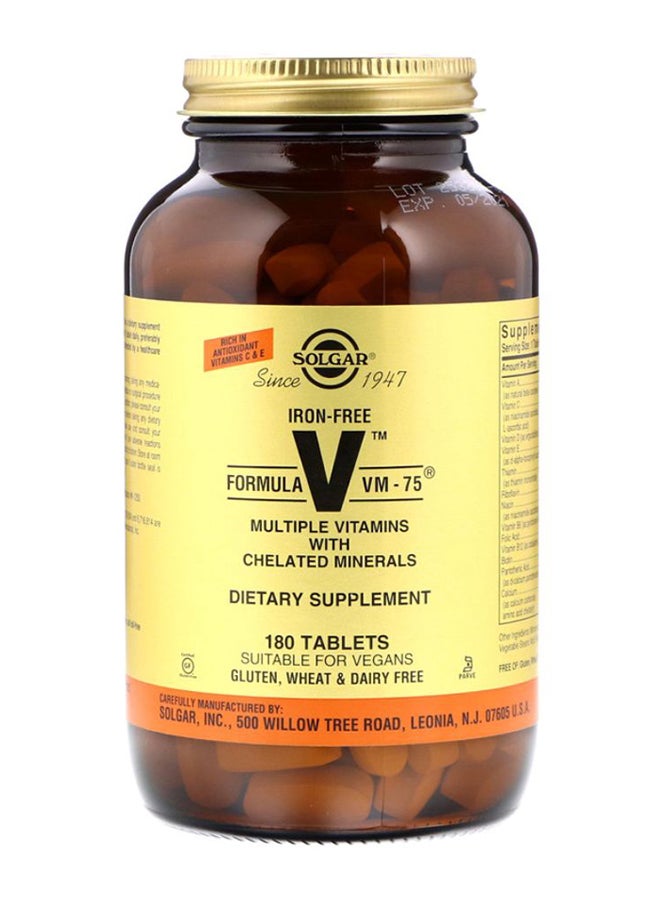 Solgar Formula V VM-75 Multiple Vitamins - 180 Tablets - Image 1
