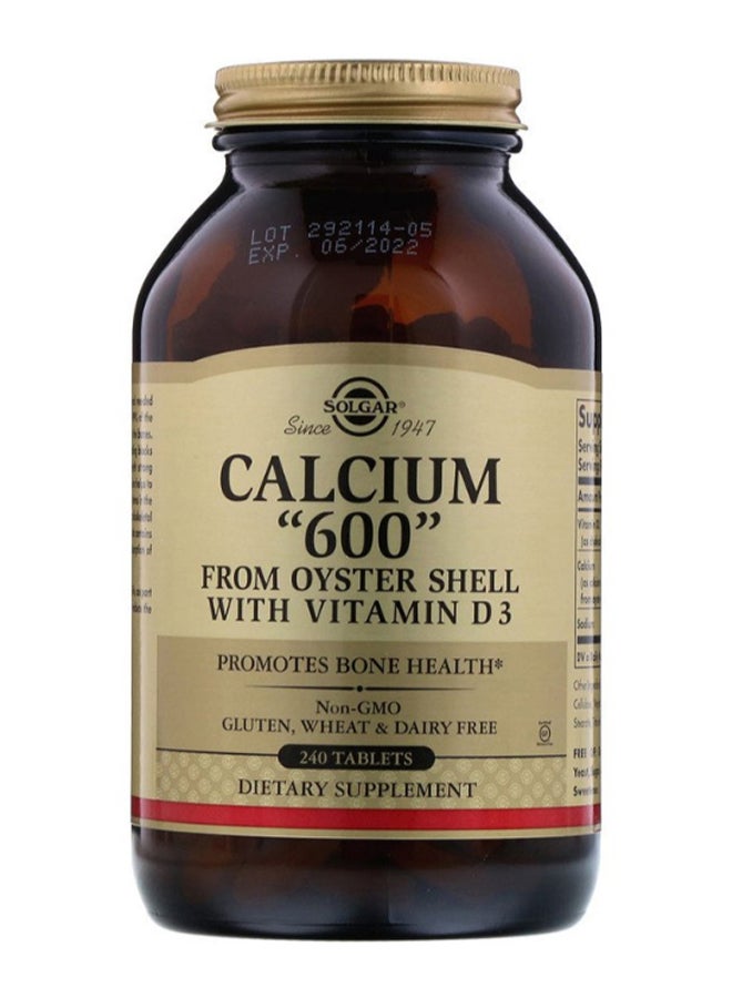 Solgar - Calcium 600 From Oyster Shell With Vitamin D3 - 240 Tablets - Image 1