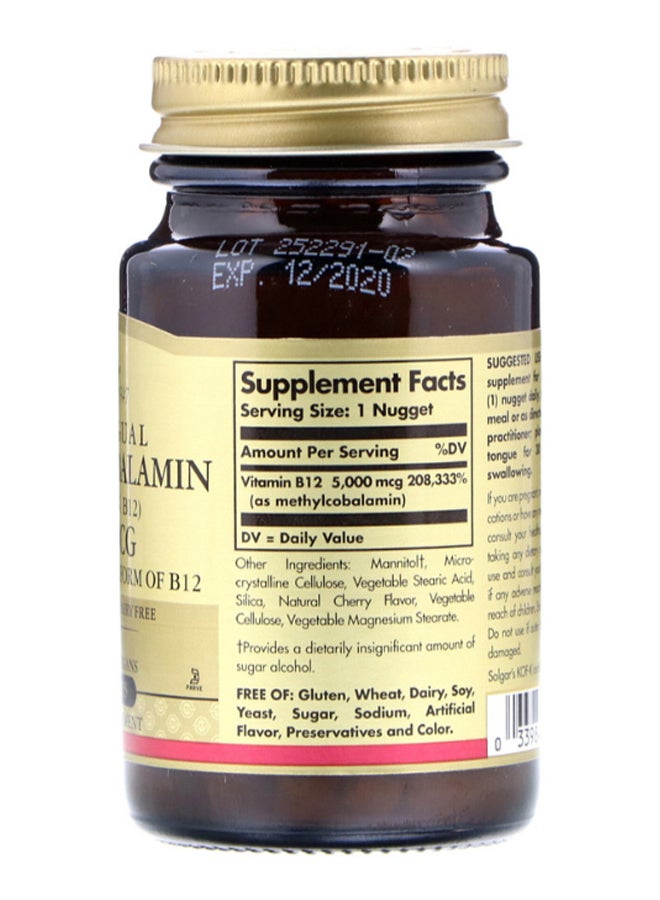 Solgar Sublingual Methylcobalamin Vitamin B12 - 30 Nuggets - Image 2