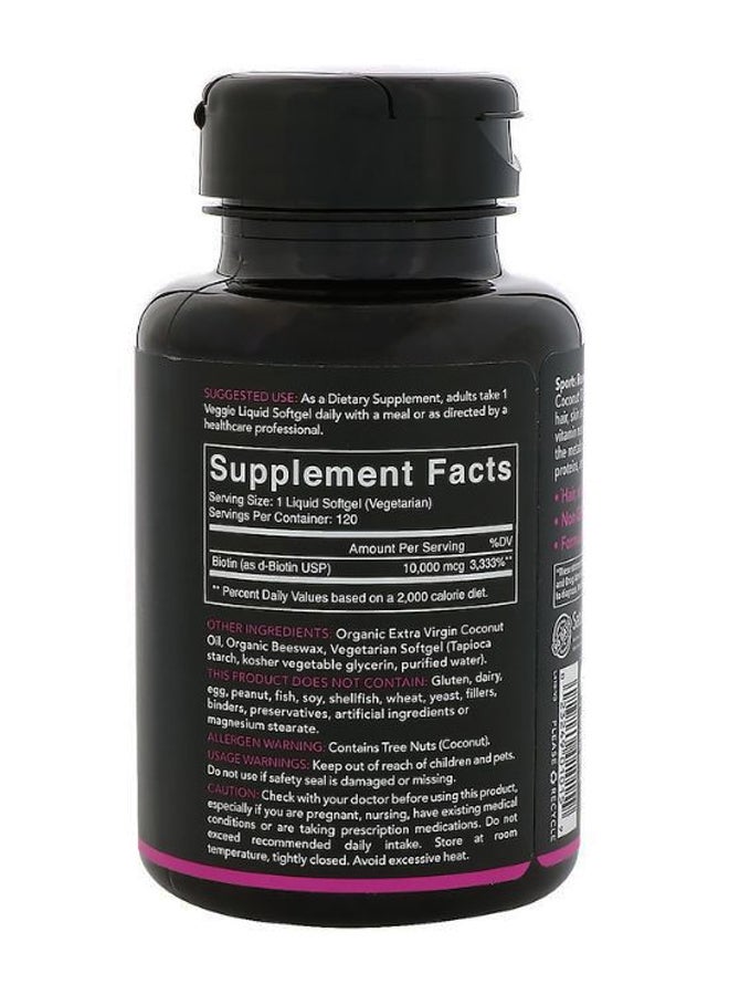 SPORTS RESEARCH - Biotin With Coconut Oil - 120 Softgels 10,000 mcg - Image 1