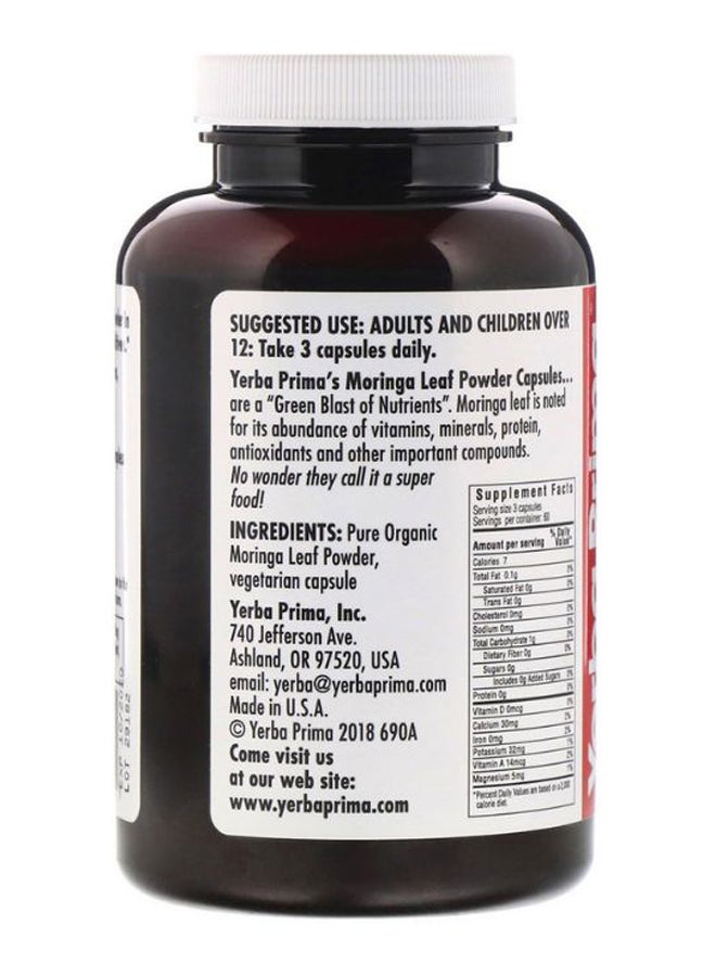 Yerba Prima Green Blast of Nutrients Moringa - 180 Veg Caps  - Image 2