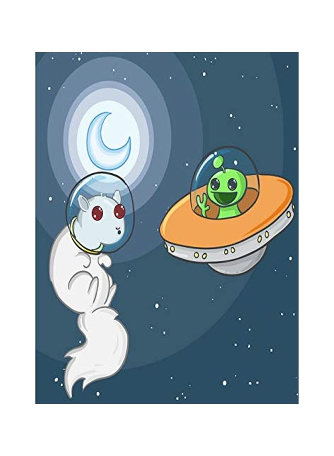 Squirrel In Space Printed Notebook Blue/White/Orange