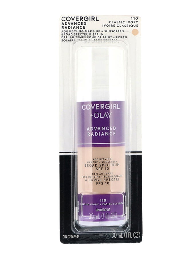 CoverGirl Advanced Radiance Age Defying Makeup Foundation 110 Classic Ivory - Image 2
