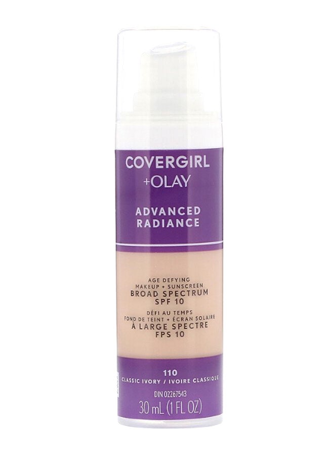 CoverGirl Advanced Radiance Age Defying Makeup Foundation 110 Classic Ivory - Image 1