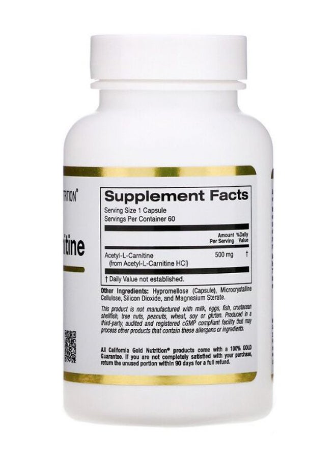 California Gold Nutrition - Acetyl-L-Carnitine- 60 Veggie Capsules - Image 1