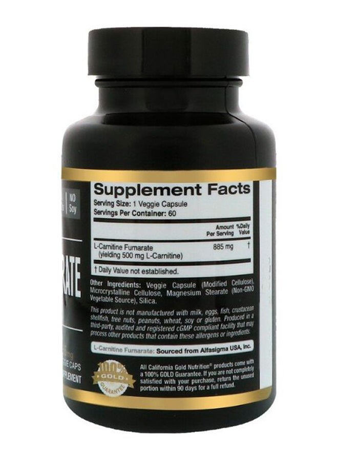 California Gold Nutrition - L-Carnitine Fumarate European Sourced Alfasigma - 60 Veggie Caps - Image 1
