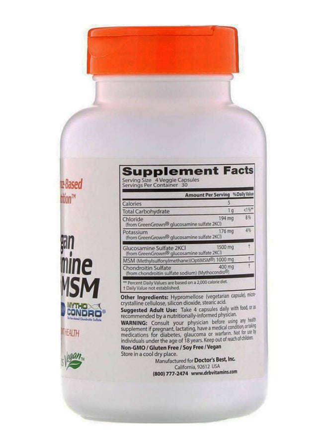 Vegan Glucosamine Chondroitin MSM Support Joint - 120 Capsules