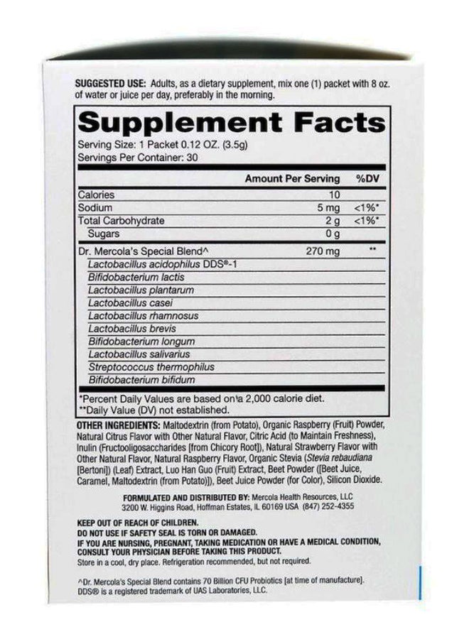 Dr. Mercola Pack Of 30 Natural Raspberry Flavor Complete Probiotics Powder  - Image 2