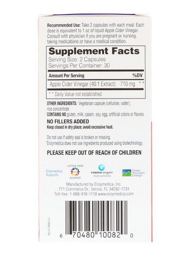 ENZYMEDICA Apple Cider Vinegar Support Digestion And Weight Loss  - 60 Capsules  - Image 3