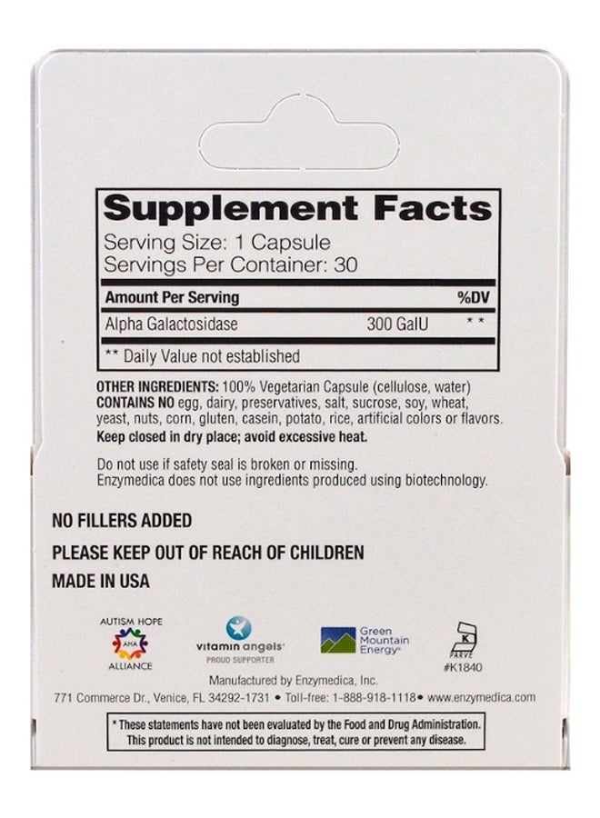 ENZYMEDICA Bean Assist Supplement - 30 Capsules  - Image 2