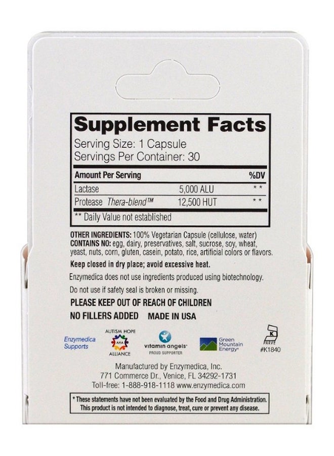 ENZYMEDICA - Dairy Assist Supplement - 30 Capsules - Image 1