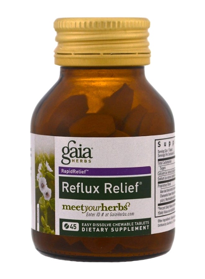 Gaia Herbs - Reflux Relief Supplement - 45 Chewable Tablets - Image 1